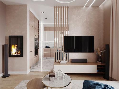 Кадры гостиной в светлых тонах. 04