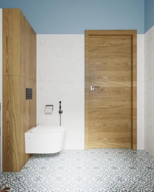 Ванная комната с окном и видом на море. 06