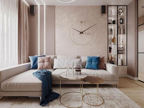 Кадры гостиной в светлых тонах. 02