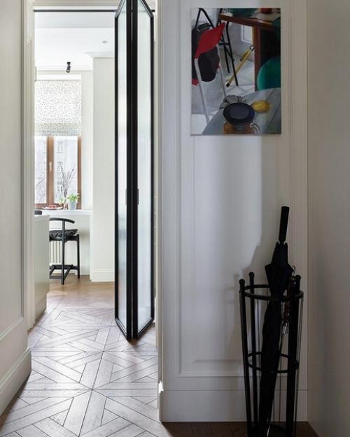 Реконструкция квартиры в старом фонде, площадь которой вместе с террасой составляет 77 кв. 08