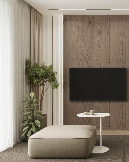 Лаконичная кухня - гостиная выстроена как спокойное, сбалансированное пространство, в котором нет ничего лишнего. 07