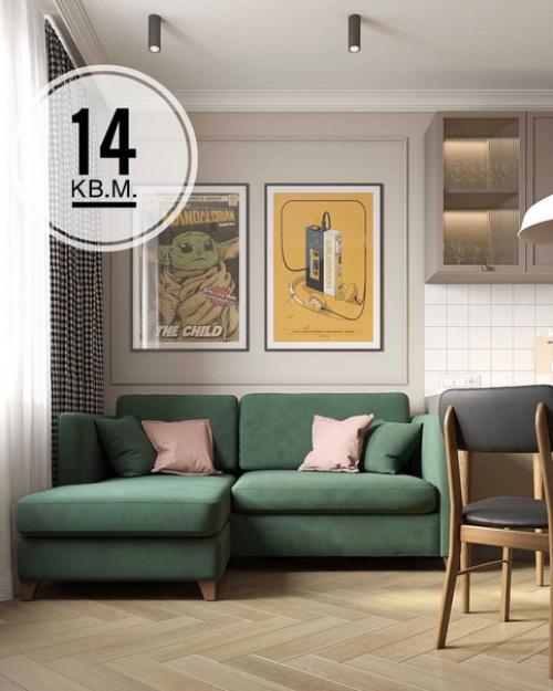 Кухня - гостиная, площадью - 14 кв.