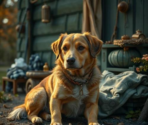 У моей бабушки живёт пёс.  