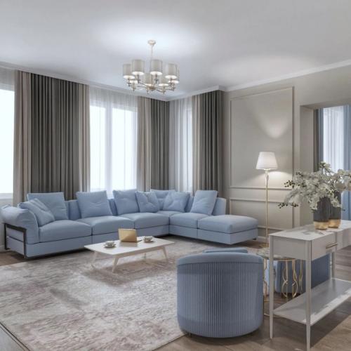 Большая гостиная в классическом стиле.