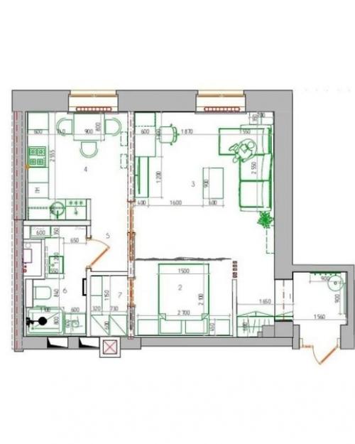 Квартира для молодого человека, в старом фонде, общей площадью 48 м/кв. 09