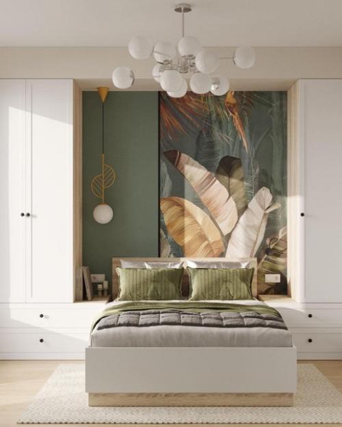 Спальня в весенней цветовой гамме.