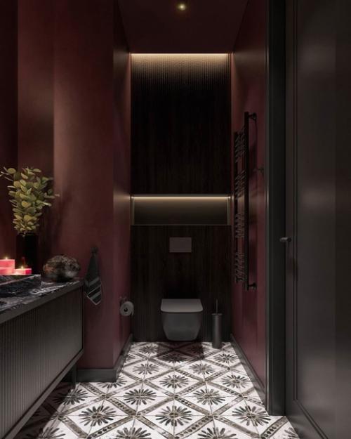 Черная кухня, отделка под бетон и металл, розовые акценты: однушка, которая способна вас поразить. 07