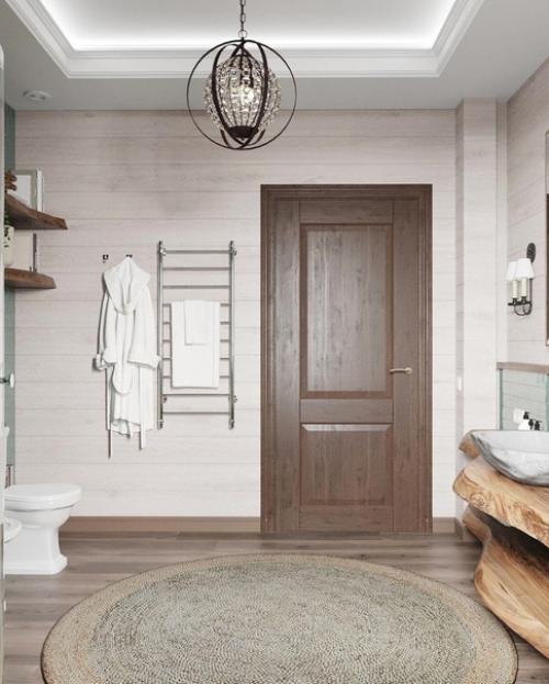 Светлая, спокойная, но при этом изысканная ванная комната. 01