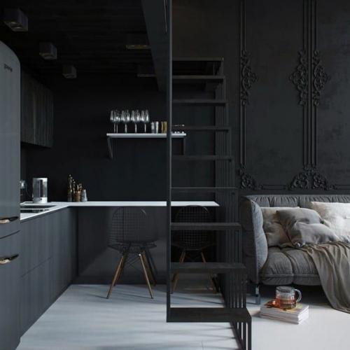 Несмотря на небольшую площадь квартиры в 24 квадратных метра, потолки достаточно высокие - 3, 8 метра. 
