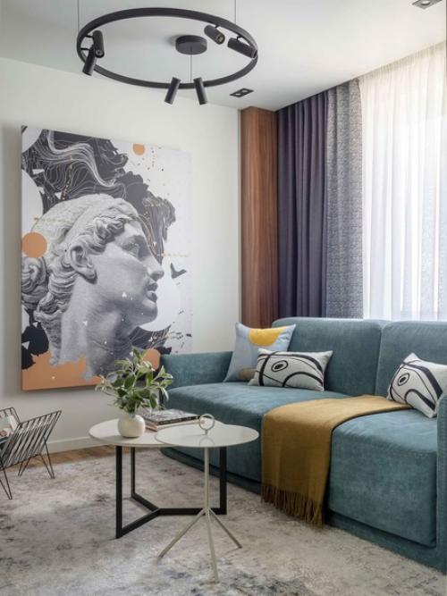 Оригинальная насыщенная палитра в дизайне двухкомнатной квартиры. 08