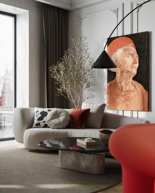 Кухня - гостиная.  Интерьер в стиле современная классика уносит в эпоху ренессанса. 07