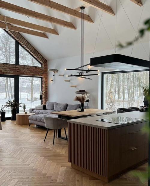 Интерьер загородного дома - просторный, светлый и стильный, где каждая зона продумана для максимального комфорта и гармонии. 01