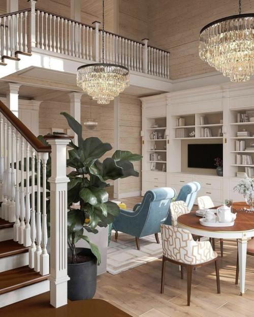 Проект теплого интерьера гостиной в осенних оттенках. 02