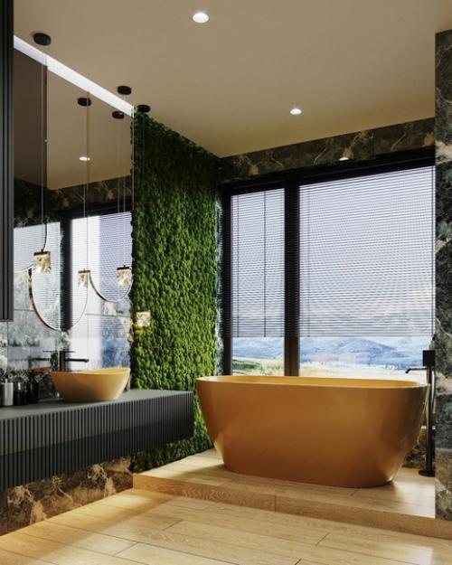 Тропическая ванная комната в загородном доме. 01