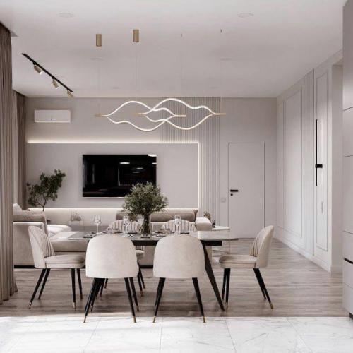 Дизайн загородного дома в стиле неоклассика площадью 150 м - это пространство, которое сочетает элегантность, сдержанность и благородство. 02