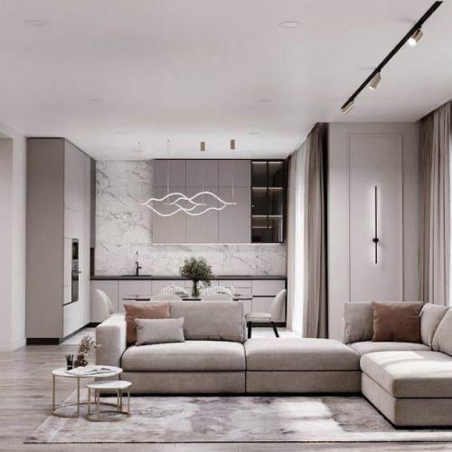 Дизайн загородного дома в стиле неоклассика площадью 150 м - это пространство, которое сочетает элегантность, сдержанность и благородство. 03