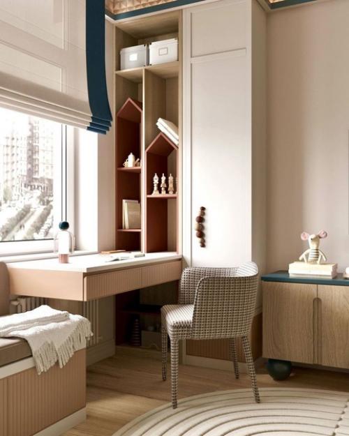 В детской комнате важно использовать светлые цвета и мягкие текстуры, чтобы создать приятное ощущение и убрать излишнюю яркость. 06