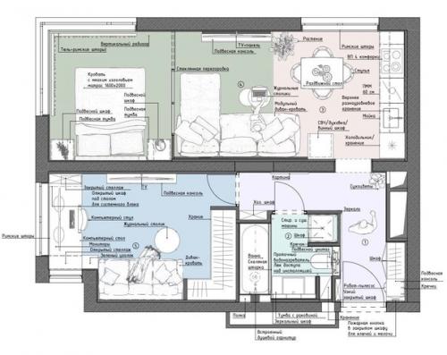 Двухкомнатная квартира, общей площадью - 48. 09