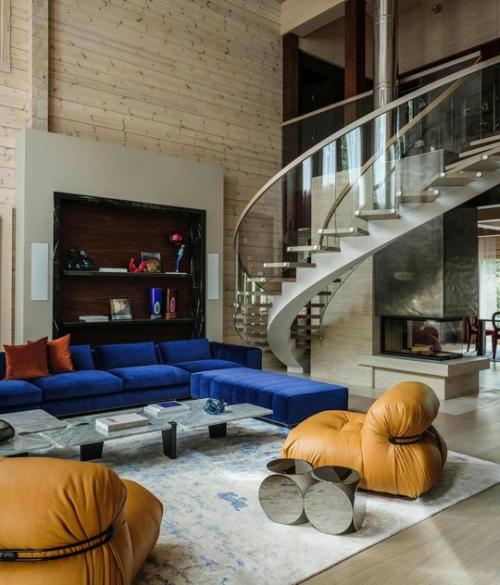 Просторный интерьер дома с яркими акцентами - сочетание лёгкости, стиля и индивидуальности. 01