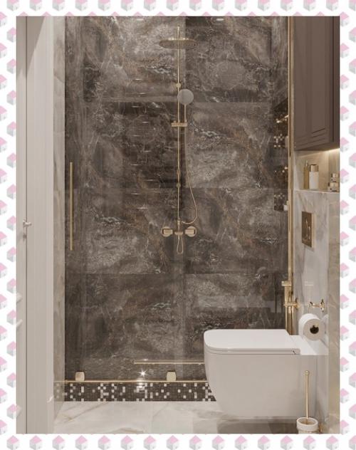 Интерьер санузла, созданный на контрастах. 02