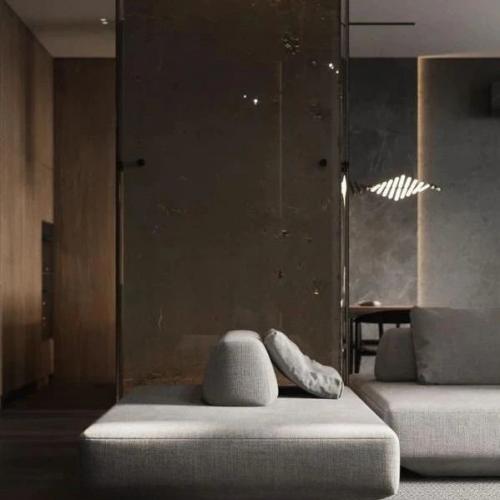 Гостиная в стиле минимализм с элементами лофта. 02