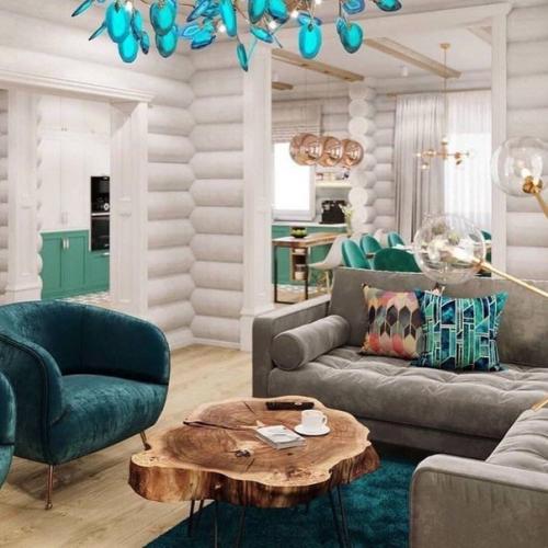 Яркий проект дома из бревна. 01