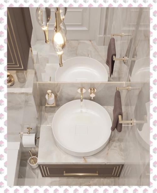 Интерьер санузла, созданный на контрастах. 01