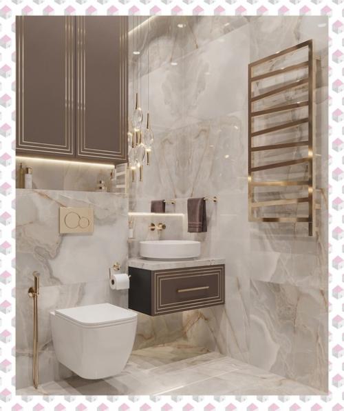 Интерьер санузла, созданный на контрастах. 04