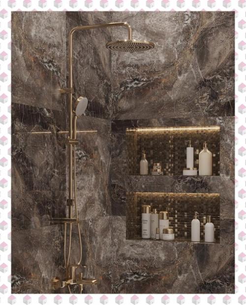 Интерьер санузла, созданный на контрастах. 05