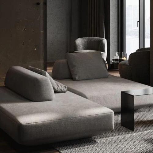 Гостиная в стиле минимализм с элементами лофта.