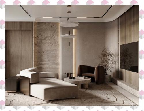 Просторная кухня - гостиная в загородном доме. 03