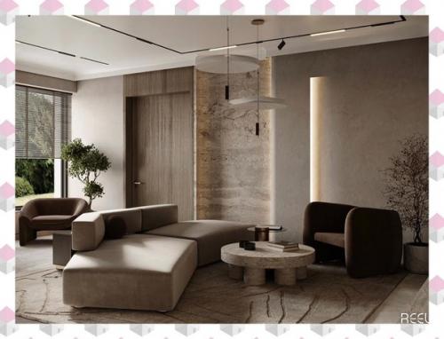 Просторная кухня - гостиная в загородном доме. 02