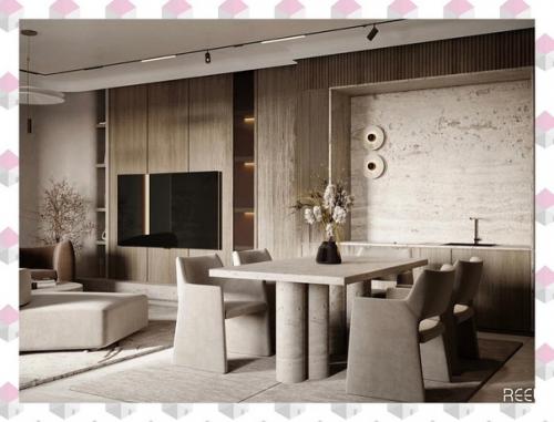 Просторная кухня - гостиная в загородном доме. 05