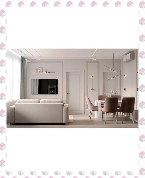 Кухня - гостиная в светлых тонах. 02