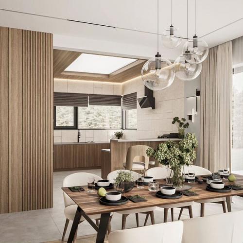 Зона кухни в проекте загородного дома. 06