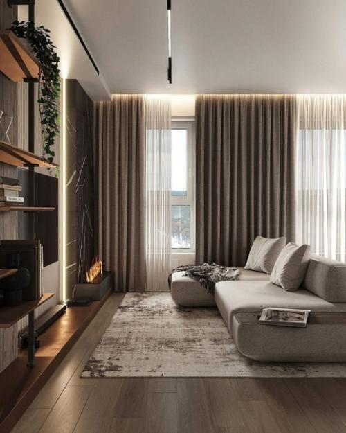 Кухня - гостиная с камином. 03