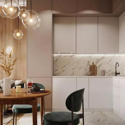 Компактная кухня - гостиная, площадью 16 кв. 01