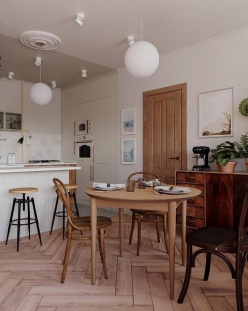 Винтажный интерьер трёхкомнатной квартиры, площадью 68 кв. 03