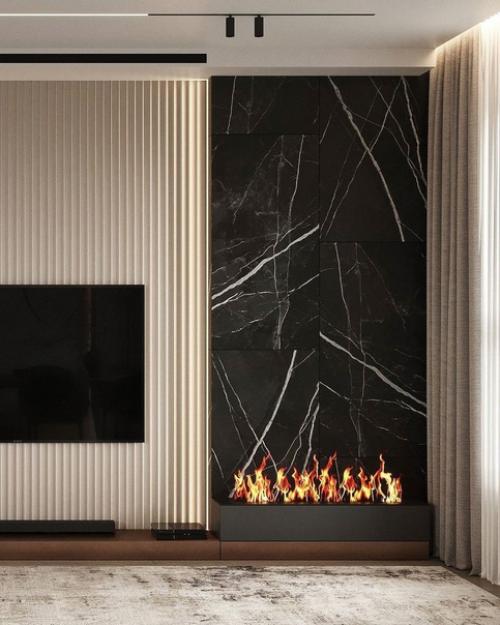 Кухня - гостиная с камином. 05