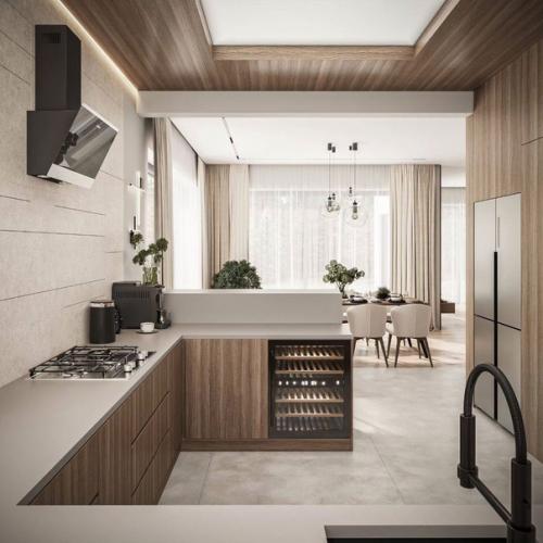 Зона кухни в проекте загородного дома. 02