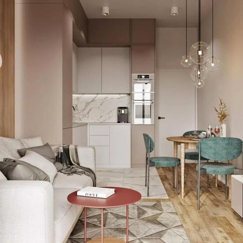 Компактная кухня - гостиная, площадью 16 кв. 02