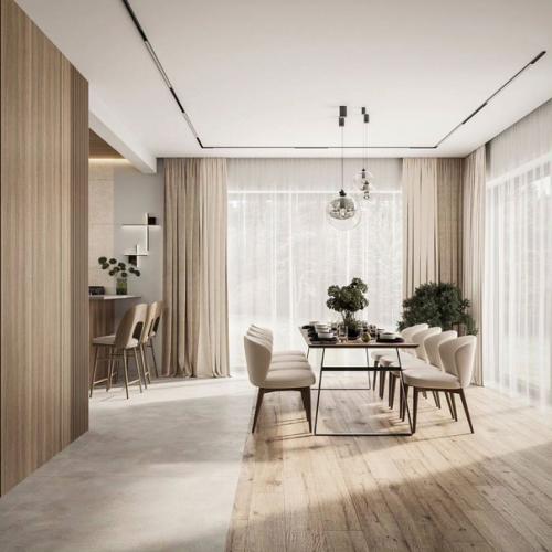 Зона кухни в проекте загородного дома.