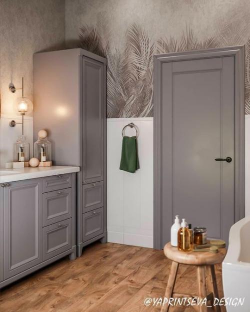 Элегантная ванная комната в мансарде. 01