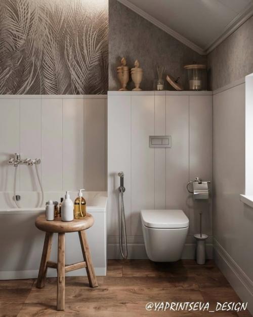 Элегантная ванная комната в мансарде. 03