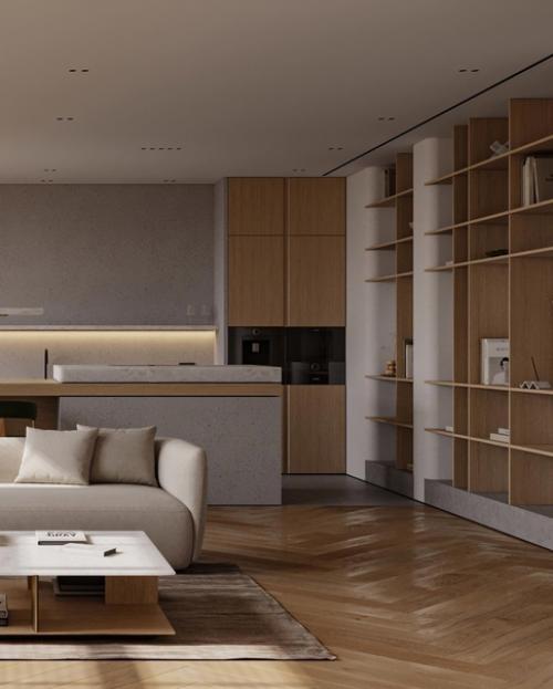 Кухни - гостиная в современном стиле. 01