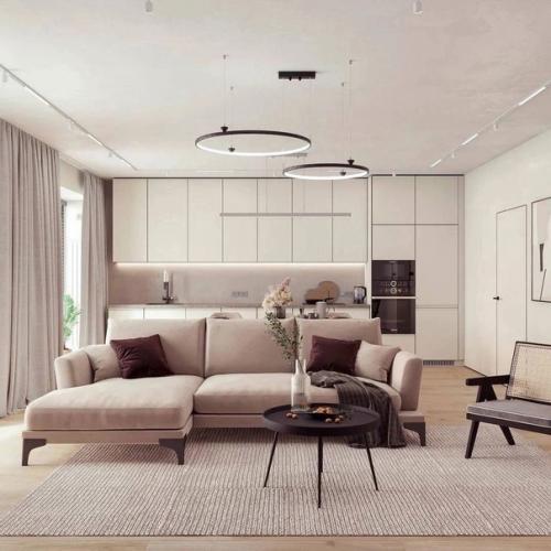 Интерьер кухни - гостиной в загородном доме. 02