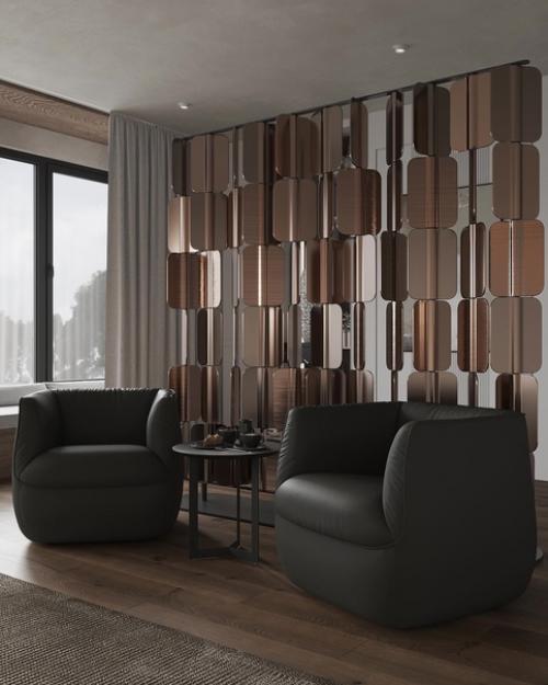 Повтор и ритм силуэтов - главный прием, характерный для этого проекта спальни. 03