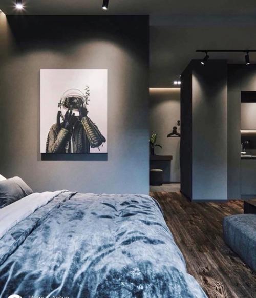 Квартира холостяка.  И подобный Тёмный интерьер может выглядеть брутально. 02