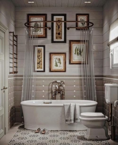 Ванная и санузел в дачном стиле.