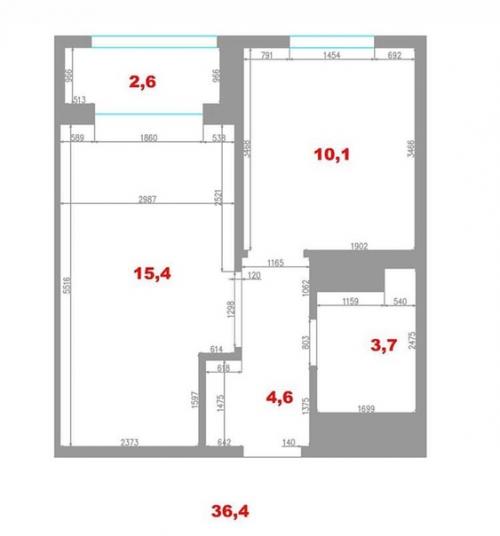 Ремонт из однушки в студию со спальней и гардеробной. 04